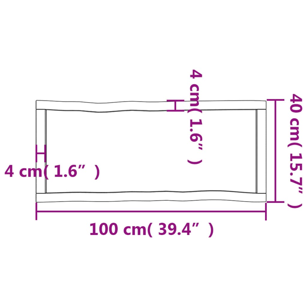 Tischplatte 100x40x(2-4) cm Massivholz Behandelt Baumkante - Pazzar.ch