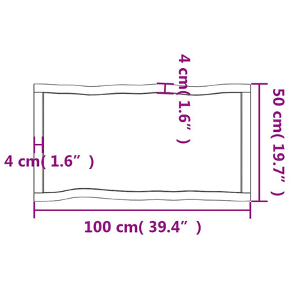 Tischplatte 100x50x(2-6) cm Massivholz Behandelt Baumkante - Pazzar.ch