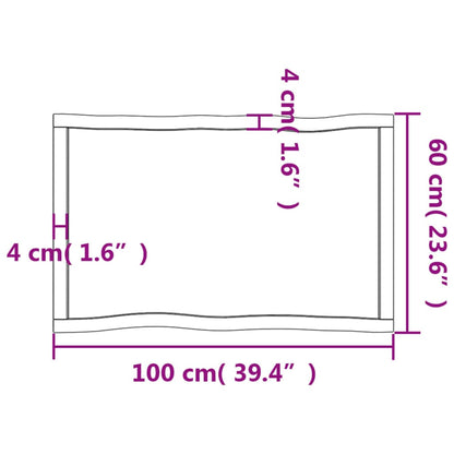 Tischplatte 100x60x(2-4) cm Massivholz Behandelt Baumkante - Pazzar.ch