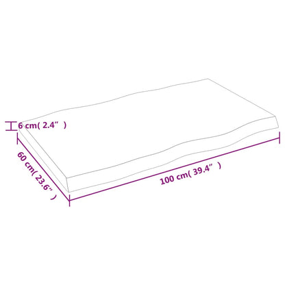 Tischplatte 100x60x(2-6) cm Massivholz Behandelt Baumkante - Pazzar.ch