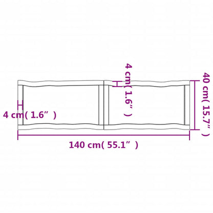 Tischplatte 140x40x(2-6) cm Massivholz Behandelt Baumkante - Pazzar.ch