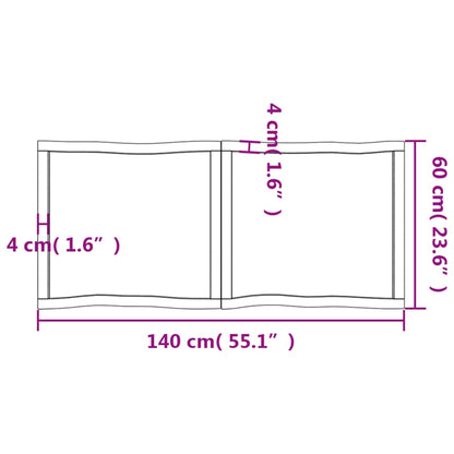 Tischplatte 140x60x(2-4) cm Massivholz Behandelt Baumkante - Pazzar.ch