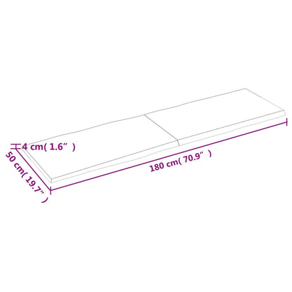 Tischplatte 180x50x(2-4) cm Massivholz Behandelt Baumkante - Pazzar.ch