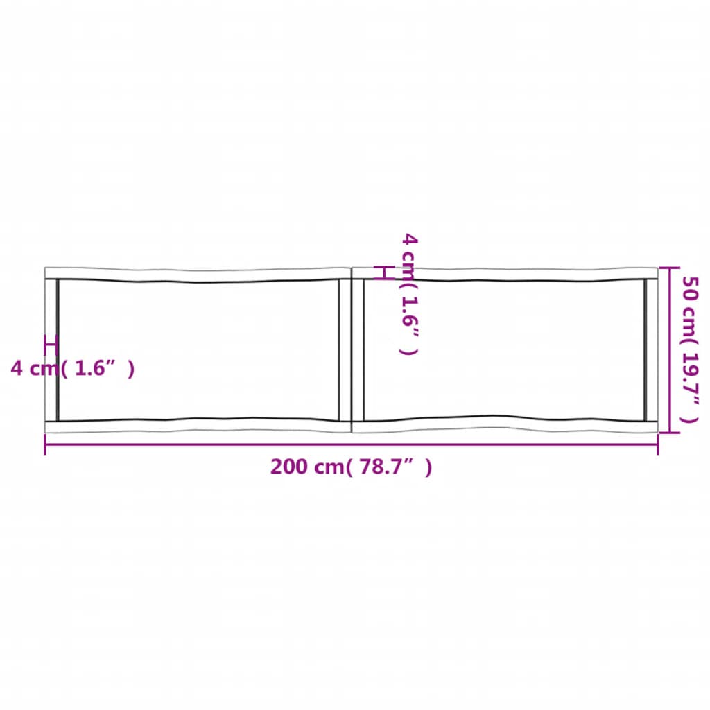 Tischplatte 200x50x(2-6) cm Massivholz Behandelt Baumkante - Pazzar.ch