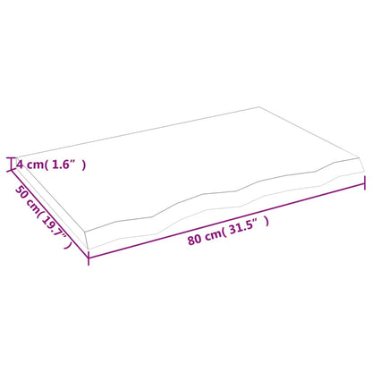 Tischplatte 80x50x(2-4) cm Massivholz Eiche Unbehandelt - Pazzar.ch