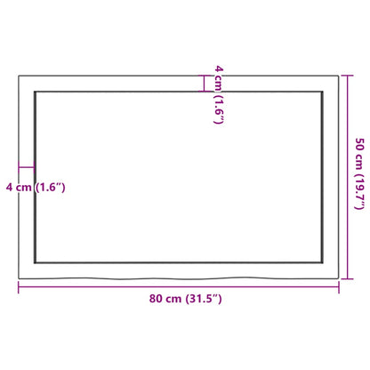 Tischplatte 80x50x(2-4) cm Massivholz Eiche Unbehandelt - Pazzar.ch