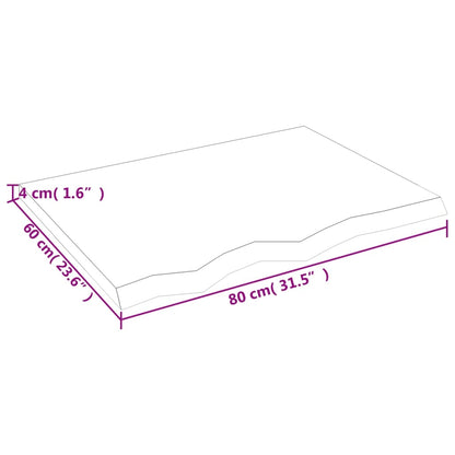Tischplatte 80x60x(2-4) cm Massivholz Eiche Unbehandelt - Pazzar.ch