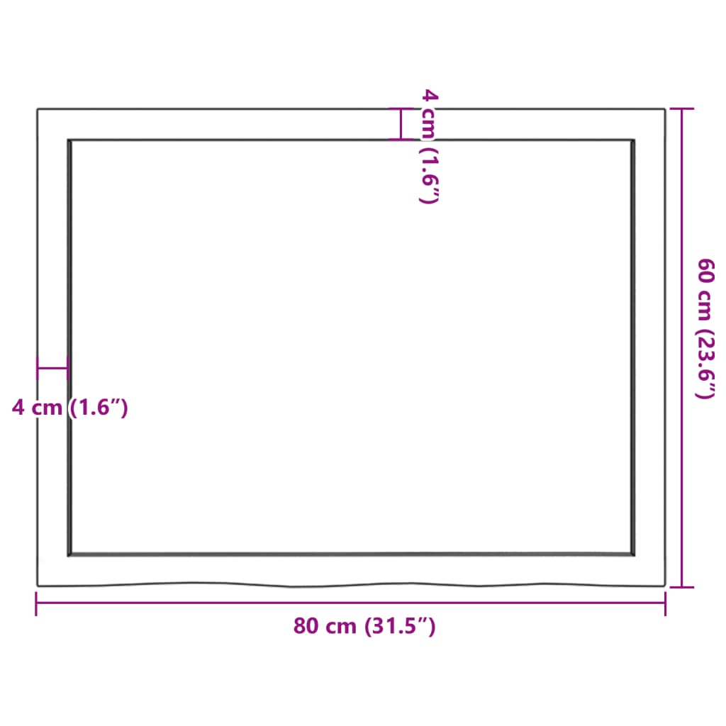 Tischplatte Hellbraun 80x60x(2-6) cm Massivholz Eiche Behandelt