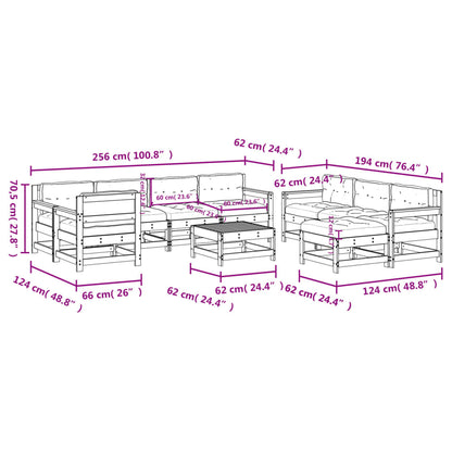 10-tlg. Garten-Lounge-Set mit Kissen Weiß Massivholz - Pazzar.ch