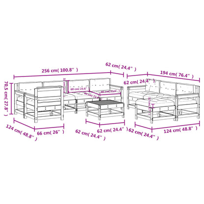 10-tlg. Garten-Lounge-Set mit Kissen Massivholz - Pazzar.ch