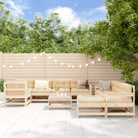 10-tlg. Garten-Lounge-Set mit Kissen Massivholz - Pazzar.ch