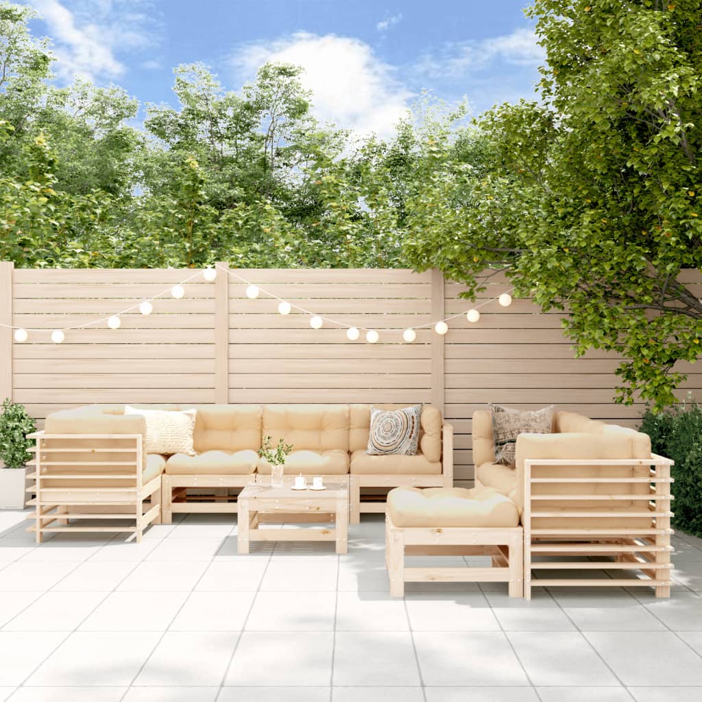 10-tlg. Garten-Lounge-Set mit Kissen Massivholz - Pazzar.ch