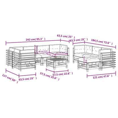 10-tlg. Garten-Lounge-Set mit Kissen Weiß Massivholz - Pazzar.ch