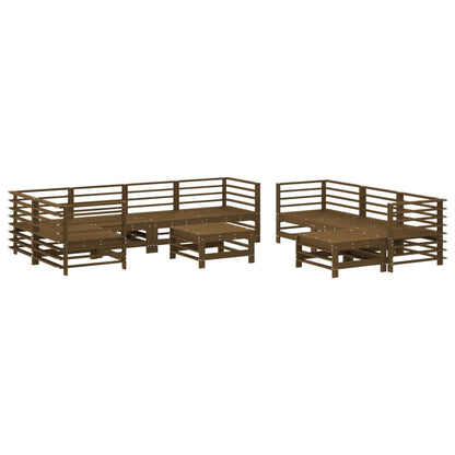 10-tlg. Garten-Lounge-Set mit Kissen Honigbraun Massivholz - Pazzar.ch