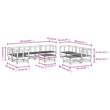 10-tlg. Garten-Lounge-Set Grau Massivholz Kiefer - Pazzar.ch