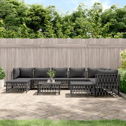 10-tlg. Garten-Lounge-Set mit Kissen Anthrazit Stahl - Pazzar.ch