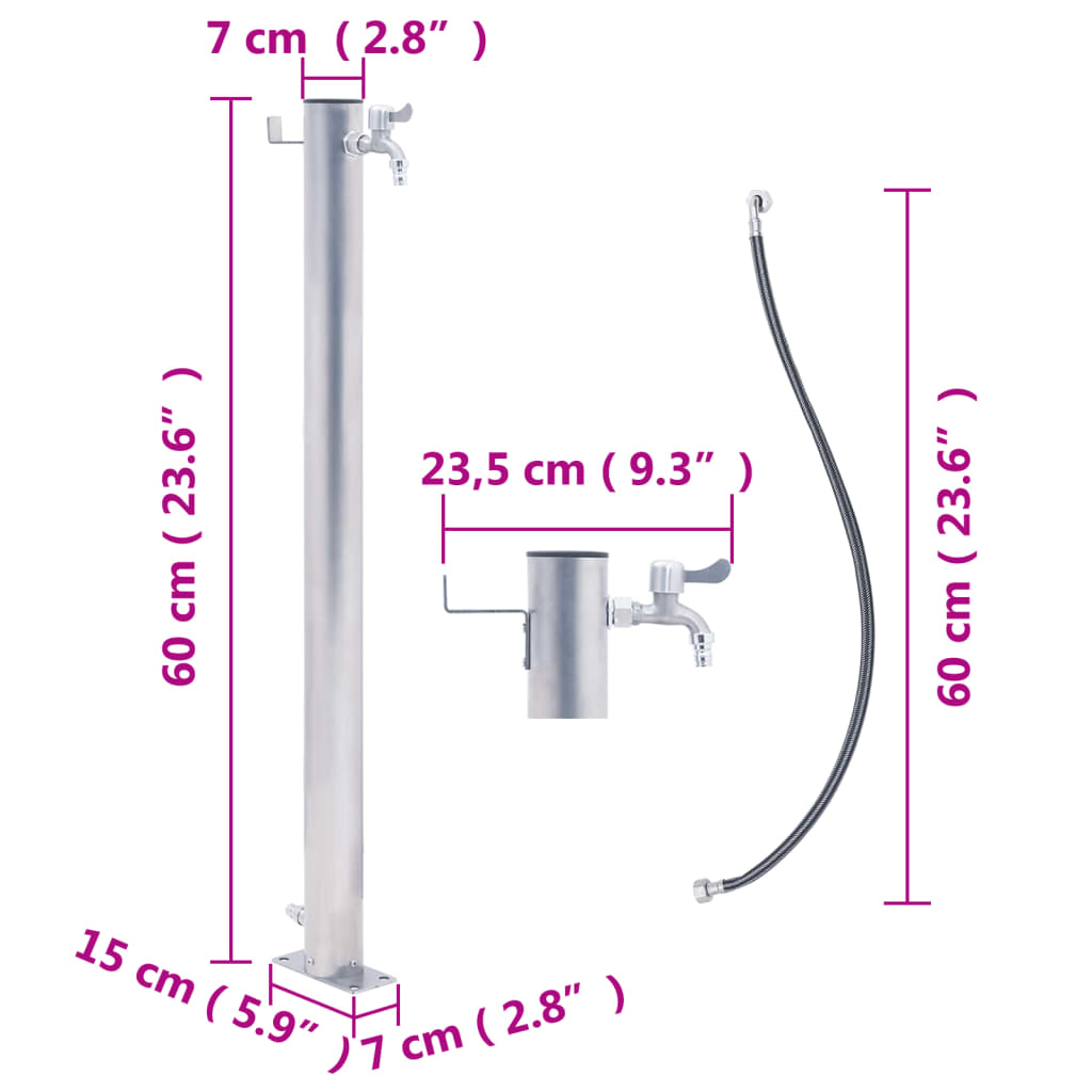 Wassersäule für den Garten 60 cm Edelstahl Rund - Pazzar.ch