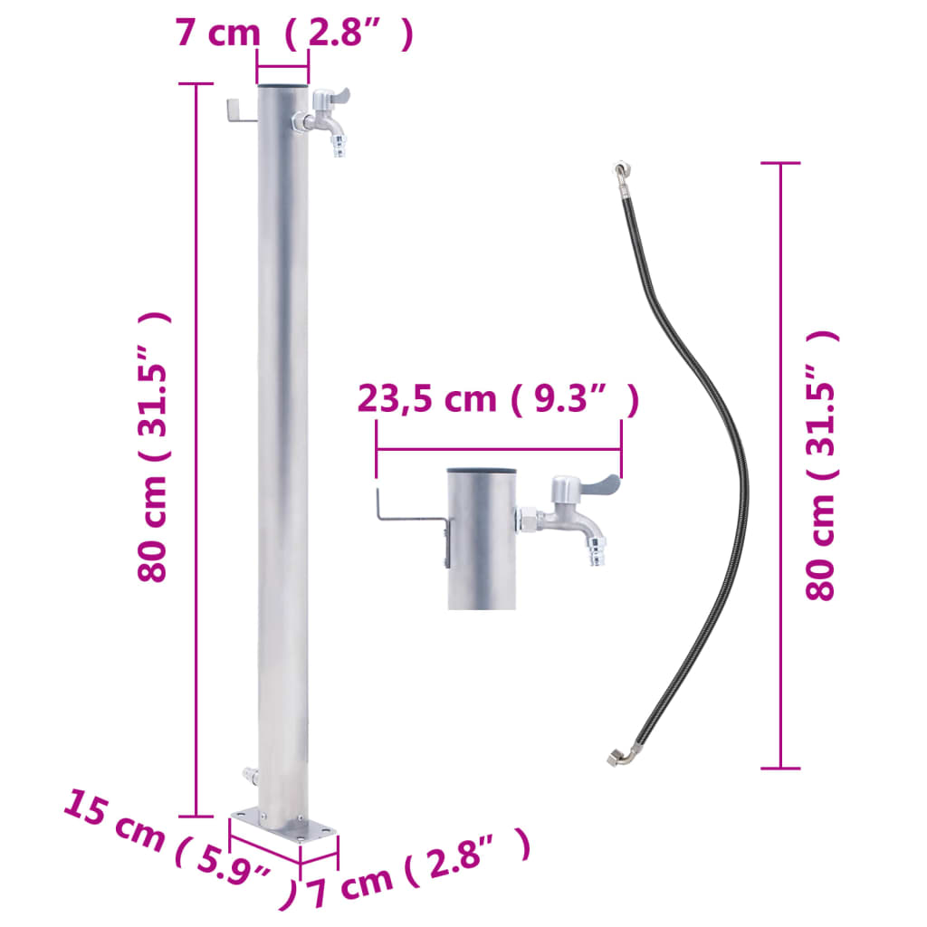 Wassersäule für den Garten 80 cm Edelstahl Rund - Pazzar.ch