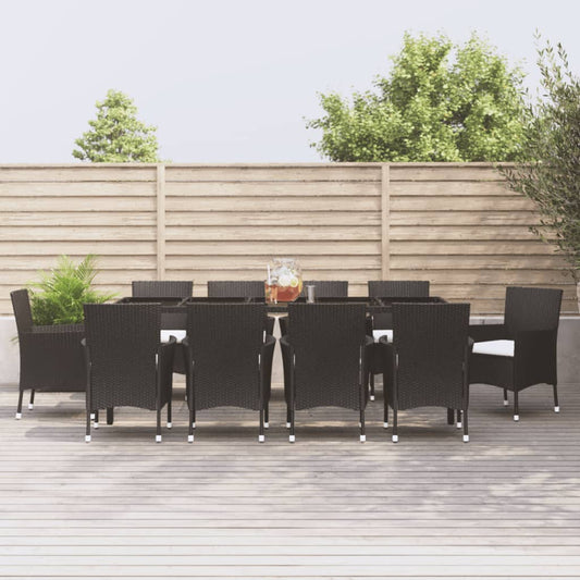 11-tlg. Garten-Essgruppe mit Kissen Schwarz Poly Rattan - Pazzar.ch