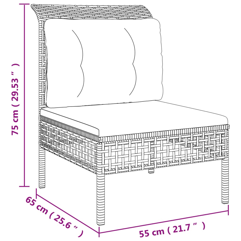 10-tlg. Garten-Lounge-Set mit Kissen Grau Poly Rattan - Pazzar.ch