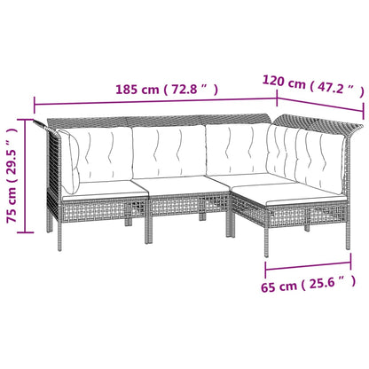 10-tlg. Garten-Lounge-Set mit Kissen Grau Poly Rattan - Pazzar.ch