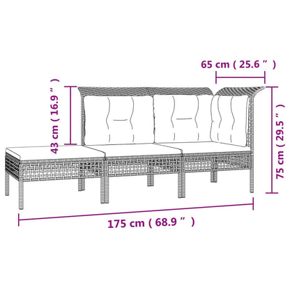 10-tlg. Garten-Lounge-Set mit Kissen Grau Poly Rattan - Pazzar.ch