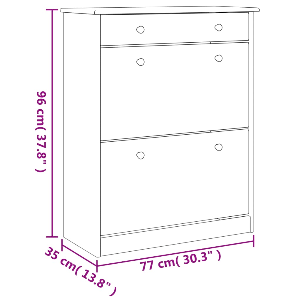 Schuhschrank ALTA 77x35x96 cm Massivholz Kiefer - Pazzar.ch