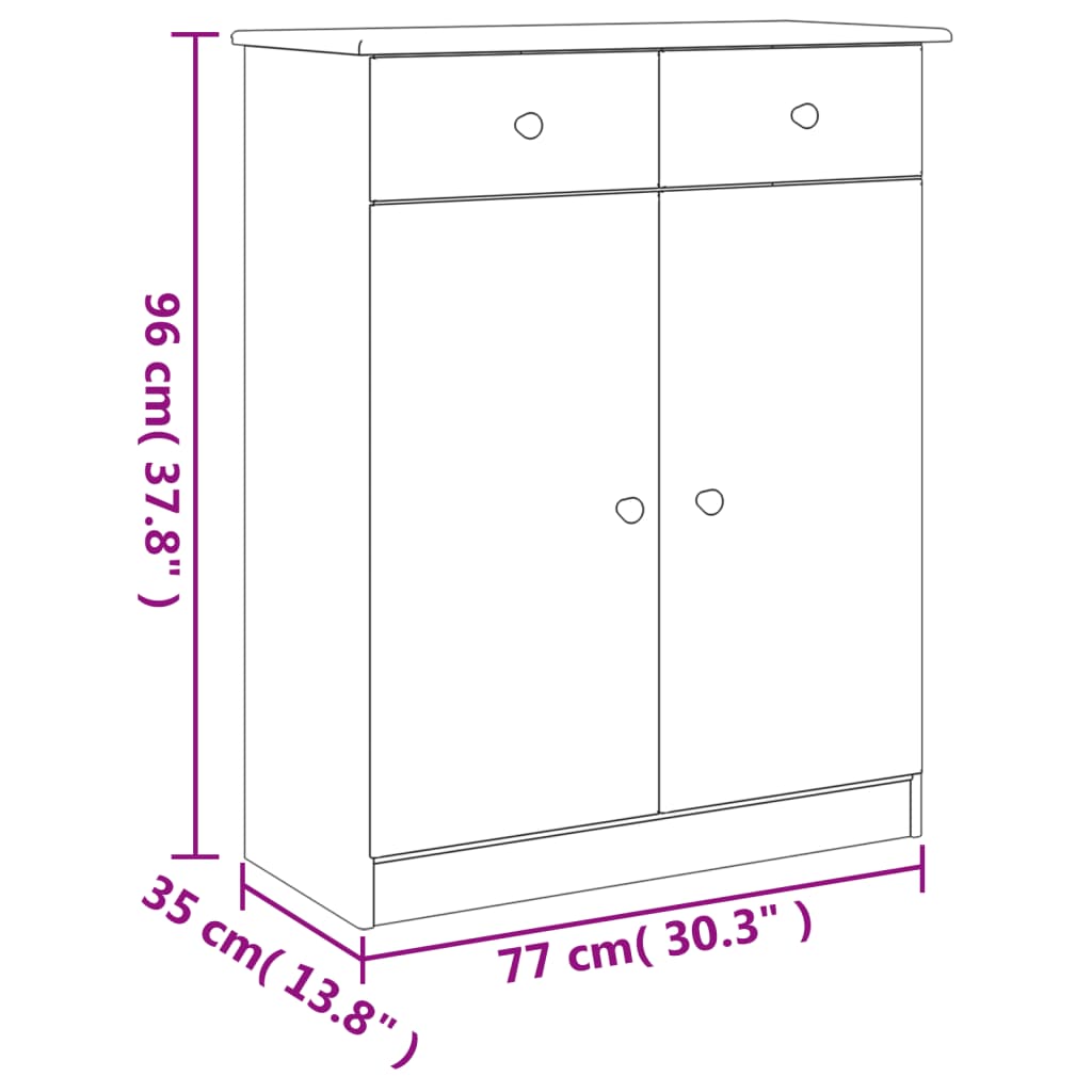 Schuhschrank ALTA 77x35x96 cm Massivholz Kiefer - Pazzar.ch