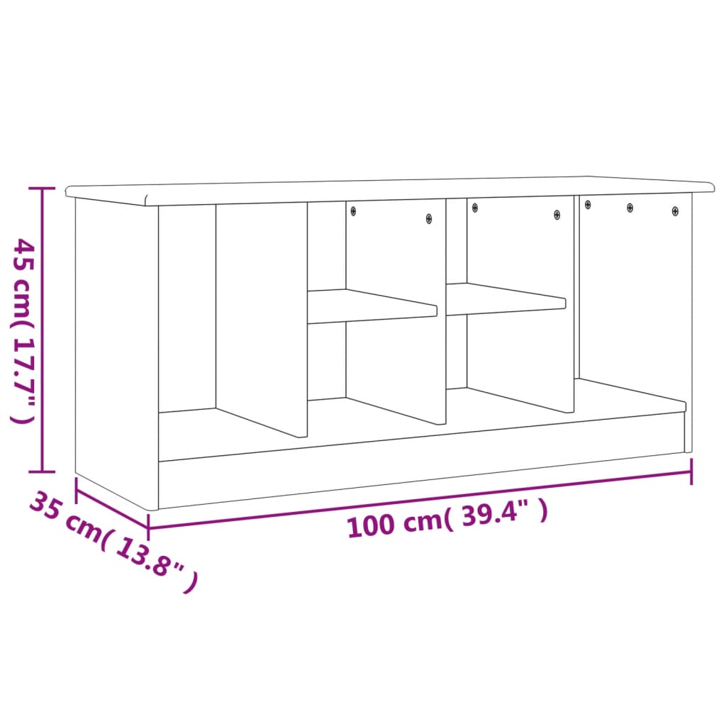 Schuhbank ALTA 100x35x45 cm Massivholz Kiefer - Pazzar.ch