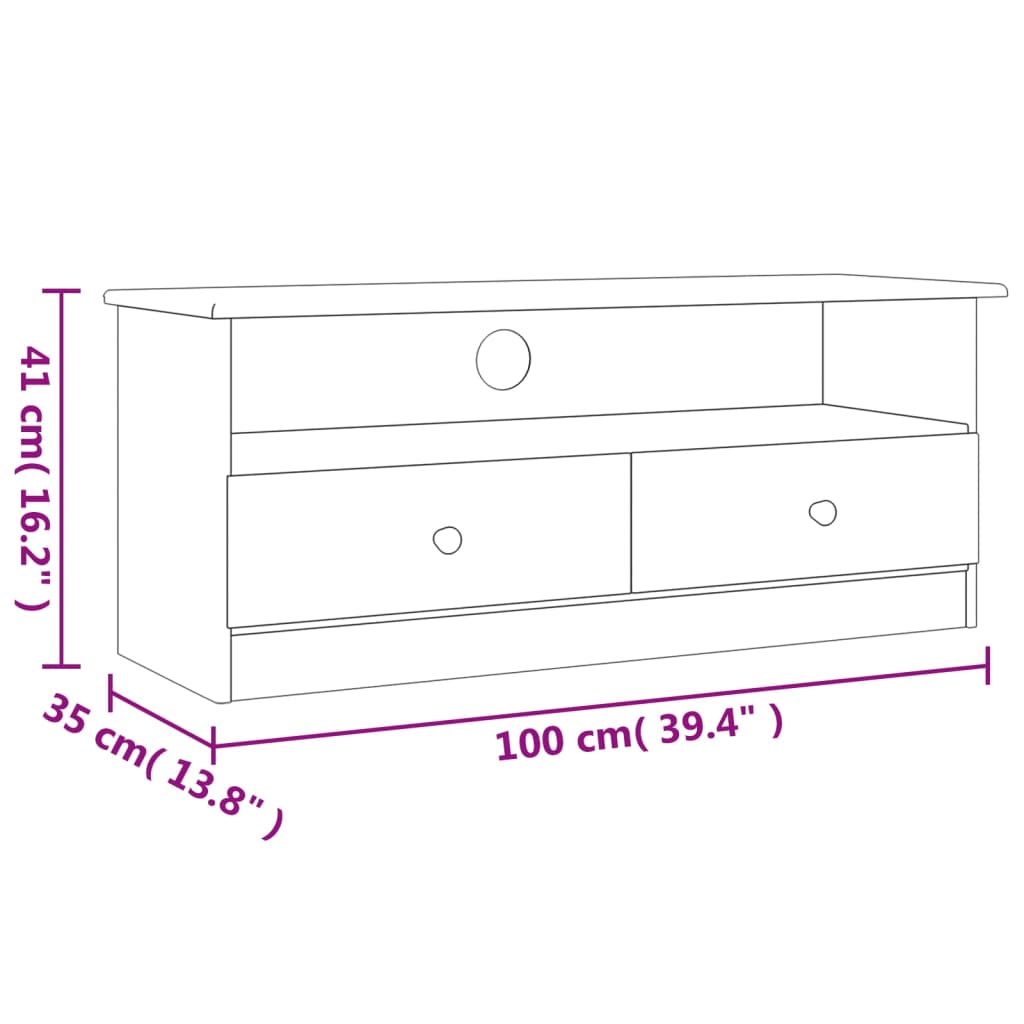 TV-Schrank mit Schubladen ALTA 100x35x41 cm Massivholz Kiefer - Pazzar.ch