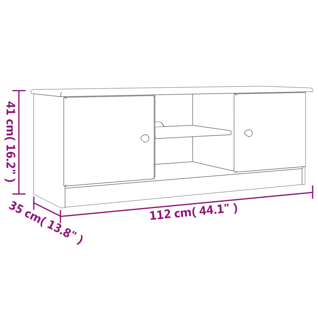 TV-Schrank ALTA 112x35x41 cm Massivholz Kiefer - Pazzar.ch