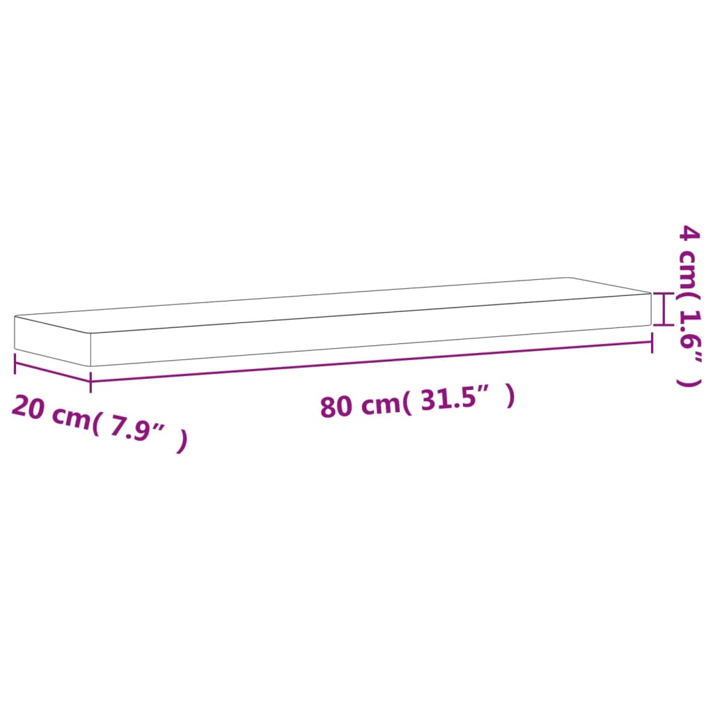 Wandregal 80x20x4 cm Massivholz Buche - Pazzar.ch