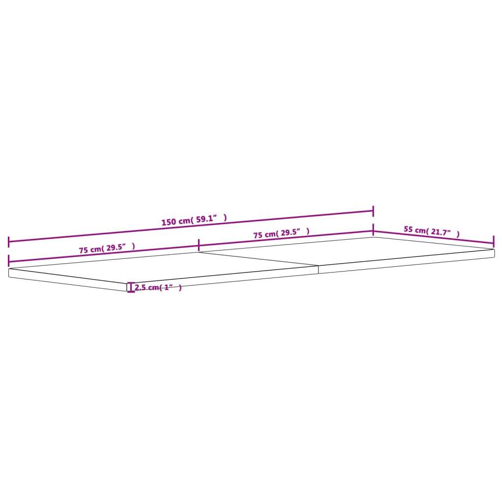 Schreibtischplatte 150x55x2,5 cm Massivholz Buche