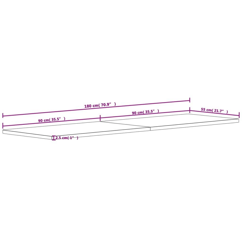 Schreibtischplatte 180x55x2,5 cm Massivholz Buche - Pazzar.ch