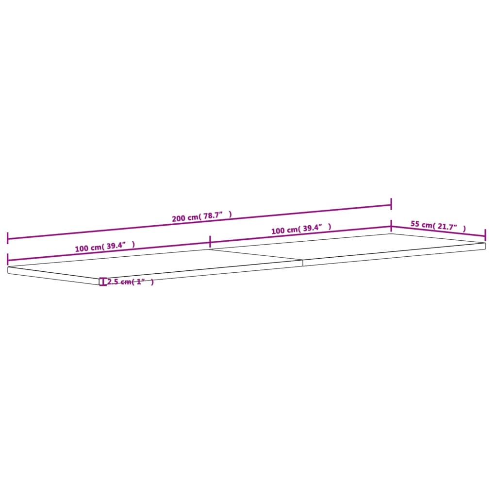 Schreibtischplatte 200x55x2,5 cm Massivholz Buche - Pazzar.ch