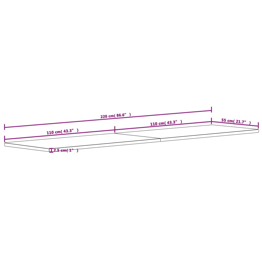 Schreibtischplatte 220x55x2,5 cm Massivholz Buche - Pazzar.ch