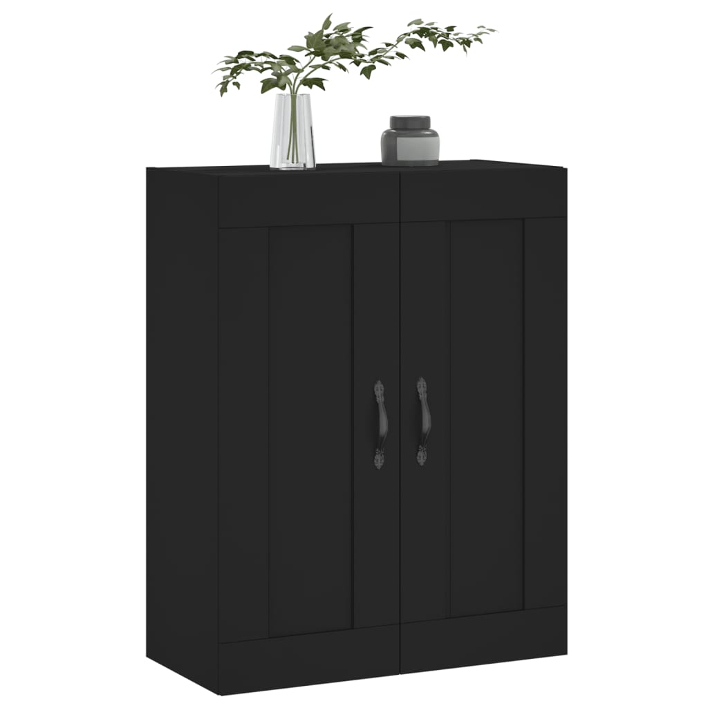 Wandschrank Schwarz 69,5x34x90 cm Holzwerkstoff