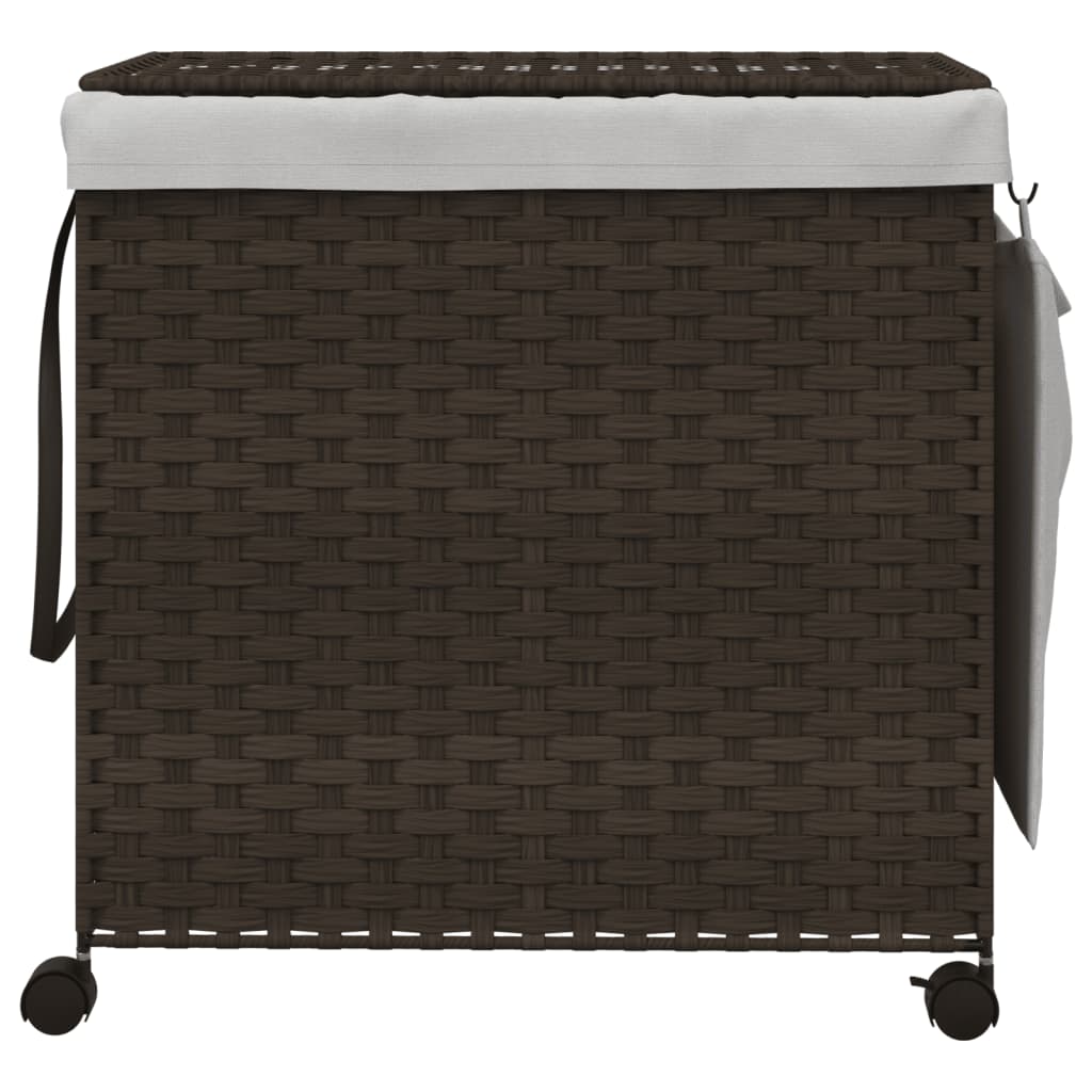 Wäschekorb mit Rollen Dunkelbraun 60x35x60,5 cm Rattan - Pazzar.ch