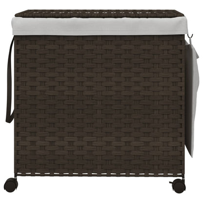 Wäschekorb mit Rollen Dunkelbraun 60x35x60,5 cm Rattan - Pazzar.ch