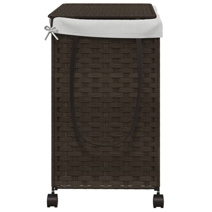 Wäschekorb mit Rollen Dunkelbraun 60x35x60,5 cm Rattan - Pazzar.ch