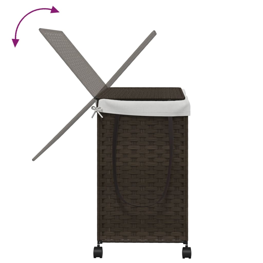 Wäschekorb mit Rollen Dunkelbraun 60x35x60,5 cm Rattan - Pazzar.ch