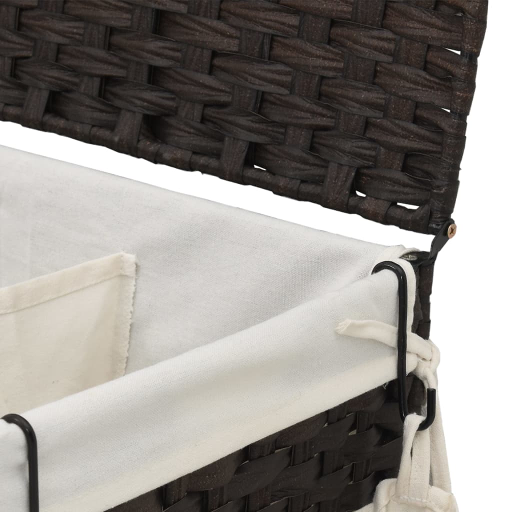 Wäschekorb mit Rollen Dunkelbraun 60x35x60,5 cm Rattan - Pazzar.ch