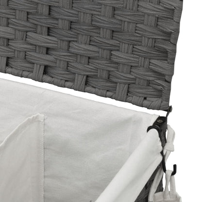 Wäschekorb mit Rollen Grau 60x35x60,5 cm Rattan - Pazzar.ch