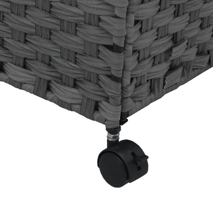 Wäschekorb mit Rollen Grau 60x35x60,5 cm Rattan - Pazzar.ch