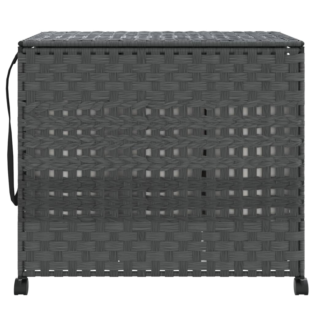 Wäschekorb mit Rollen Grau 66x35x60 cm Rattan - Pazzar.ch