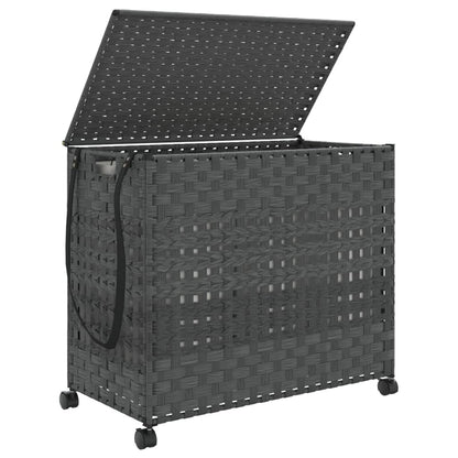 Wäschekorb mit Rollen Grau 66x35x60 cm Rattan - Pazzar.ch