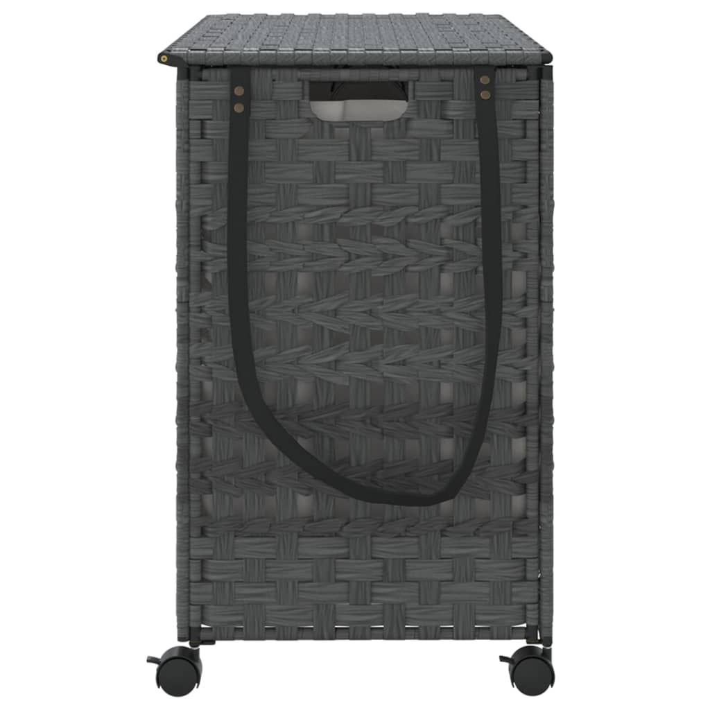 Wäschekorb mit Rollen Grau 66x35x60 cm Rattan - Pazzar.ch