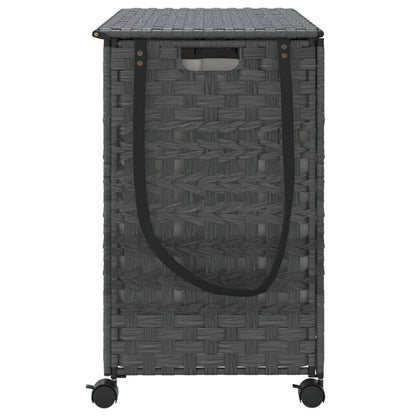 Wäschekorb mit Rollen Grau 66x35x60 cm Rattan - Pazzar.ch