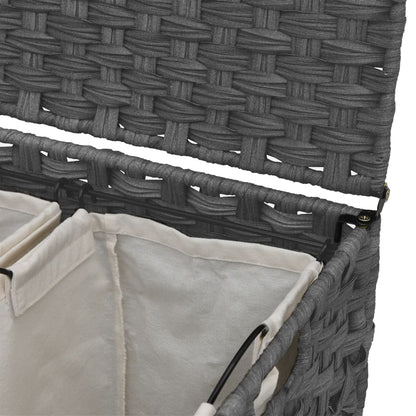 Wäschekorb mit Rollen Grau 66x35x60 cm Rattan - Pazzar.ch