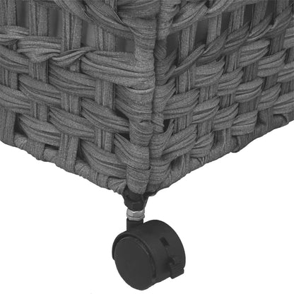 Wäschekorb mit Rollen Grau 66x35x60 cm Rattan - Pazzar.ch